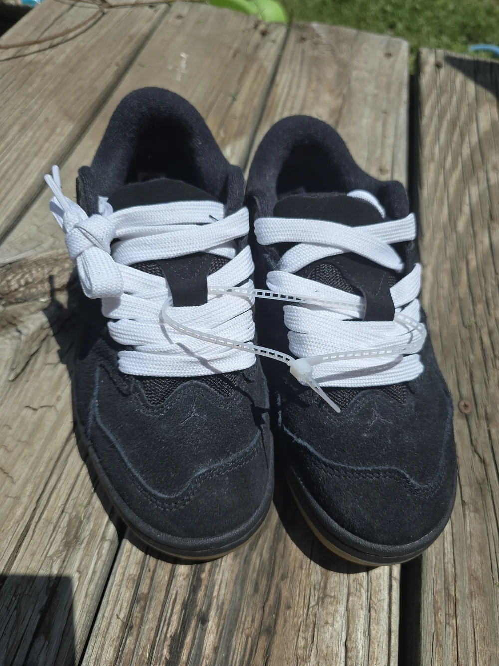 New - Nike Air Jordan Session GS BlackKids Black Suede Sneakers with White Laces